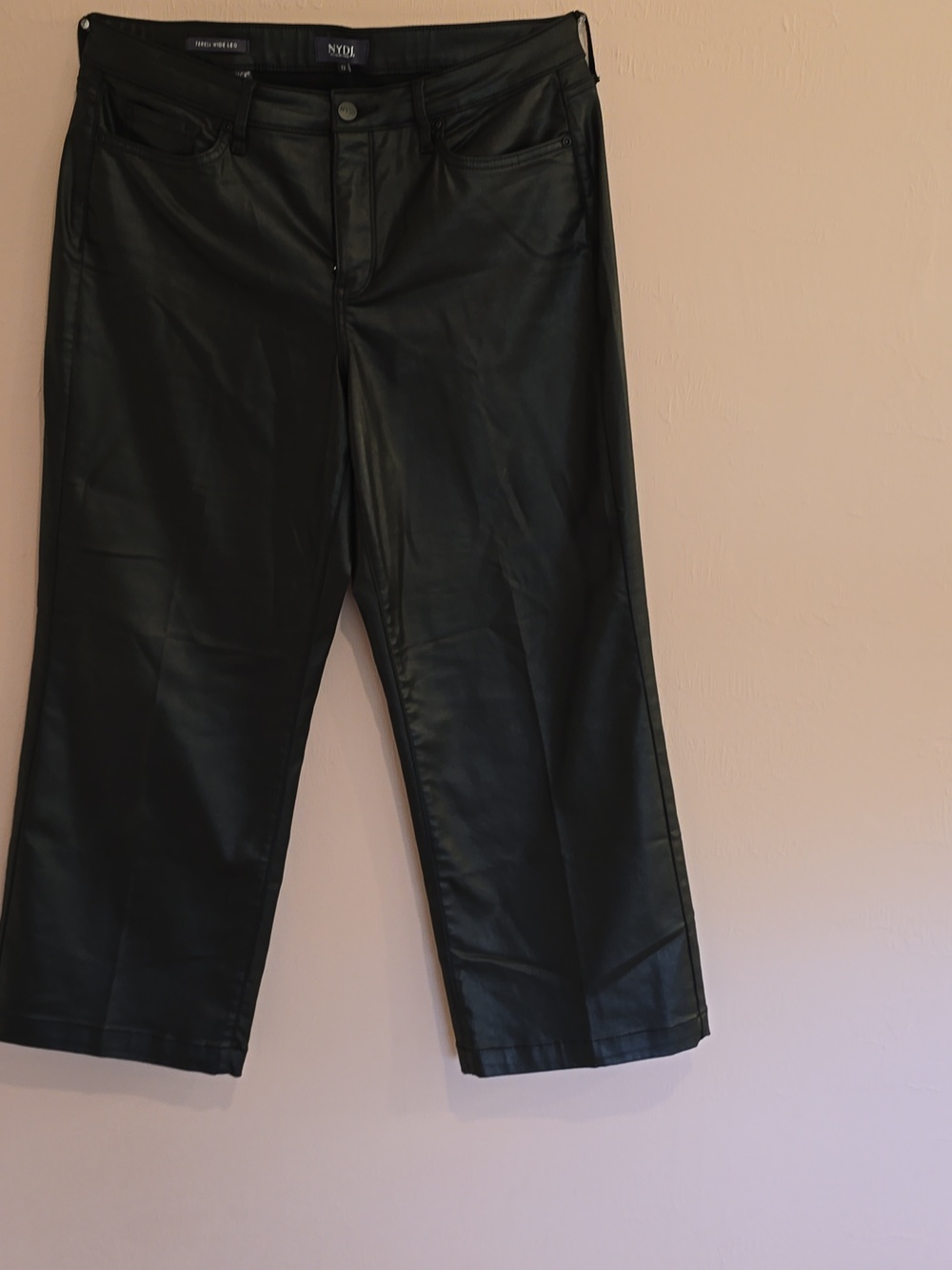 NYDJ Black Faux Leather Wide-Leg Pants